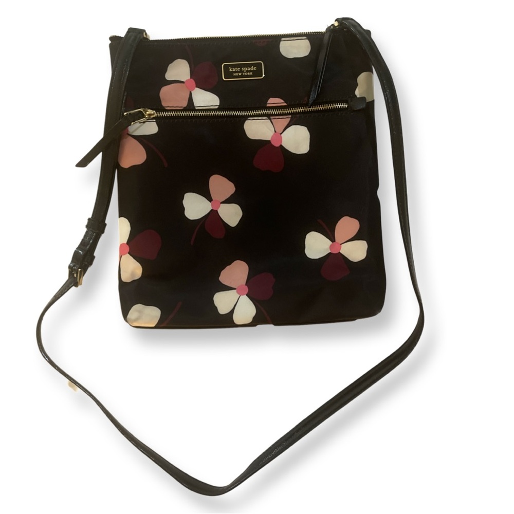 Kate Spade Black Floral Nylon Crossbody Bag - Dusk to Dawn Buds